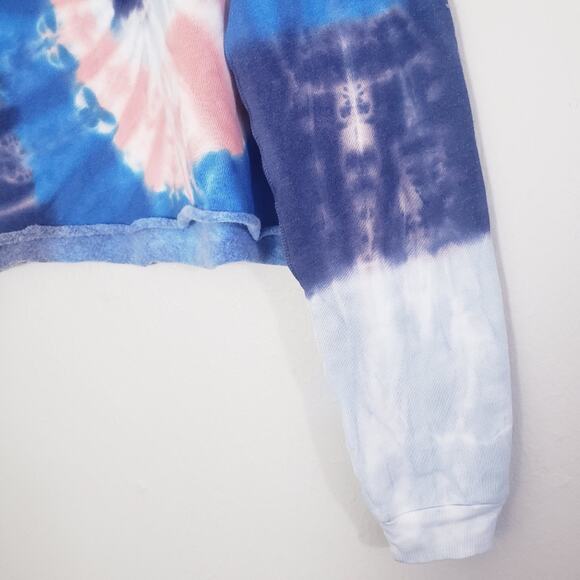 NEW Wildfox Couture Monte Crop Dawn Spiral Tie-Dye Hooded Sweatshirt - Picture 7 of 12